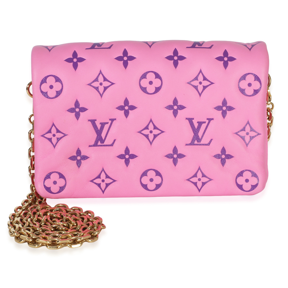 Louis Vuitton Pink Purple Lambskin Embossed Monogram Pochette Coussin
